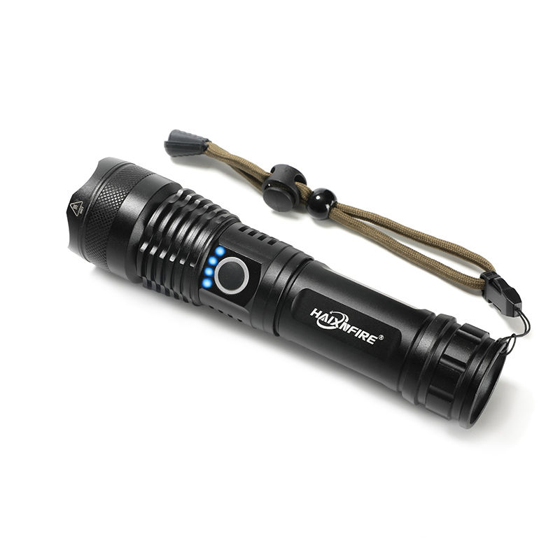Haixnfire H002 XHP50 Flashlight Convoy Lens Powerful 26650 Battery Flash Light Rotary Zoom LED Torch. 
