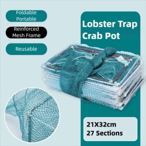 VERMILL 9.6m Dragon Type Cage Nylon Folding Crab Pot Network Portable Hand Casting Shrimp Lobster Trap Crab Smelt Eels