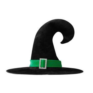 OEUVR Gilding Halloween Witch Wizard Hat Velvet Bending Angle Halloween Hat Casual Style Satin Ribbon Devil Cap Kids