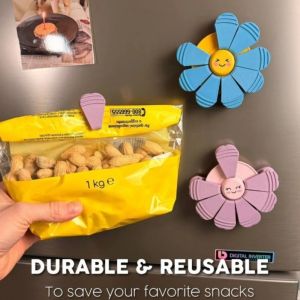 KECTTIO 3D Petal-Shaped Clips Rotatable Plastic Kitchen Storage Clips Cute Detachable ic Bag Sealers Kitchen Storage