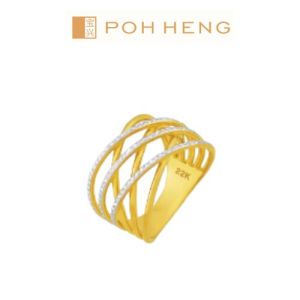 Poh Heng Jewellery 22K Twisting Star Ring in Yellow White Gold [Price By Weight]