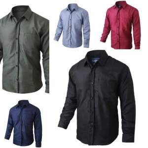 Kemeja Polos Pria Slimfit Panjang Maroon Putih Hitam Navy Abu muda abu Tua Biru Softblue M L XL