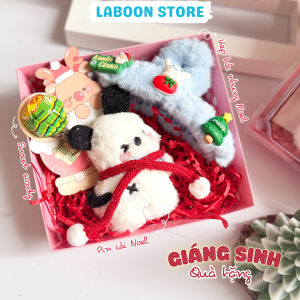 Hộp quà tặng kẹp tóc LABOON pin cài tóc mix kèm phụ kiện thời trang tặng bạn gái dịp lễ Giáng sinh