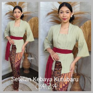 Setelan Kebaya Lady Crush Laiza Lengan Kerut dan Bawahan Moscreft Stretch Free Selendang Modern Bali