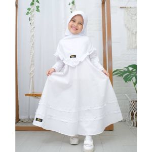 Gamis Anak Putih Gamis Manasik Haji Usia1-11 tahun Set Hijab Premium  Termurah 2024