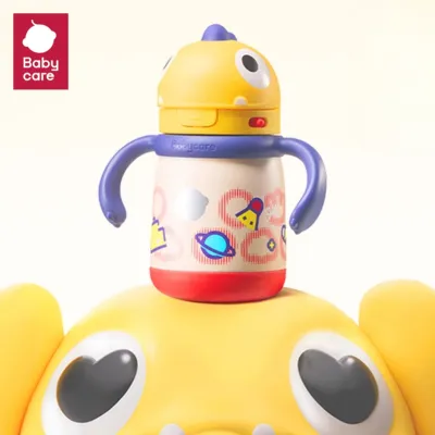 BabyCare แก้วหัดดื่มเด็ก แก้วน้ำไดโนเสาร์ ขวดน้ำเด็กมีสายสะพาย ขวดน้ำเด็ก แก้วน้ำเด็กมีหลอดไม่หก แก้วน้ำกันสำลัก