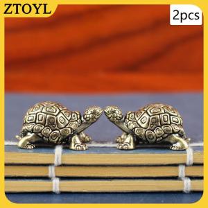 ZTOYL Đồng nguyên chất bức tượng Rùa đồng cổ điển rùa bức tượng Máy tính để bàn phong thủy trang trí thu nhỏ đồ cổ trà Pet hàng thủ công Quà Tặng