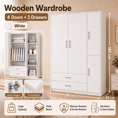 Wooden Wardrobe Cabinet For Clothes Modern Wardrobe With Drawer Family Bedroom Simple Assembly Minimalist Design High Quality Multifunctional Storage Closet