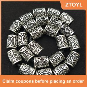 【ZTOYL】 24 Pcs Viking Runes Set Loose Hạt Spacer Hạt Cho Tóc Bện Dreadlock Hạt Tự Làm Đồ Trang Sức Làm