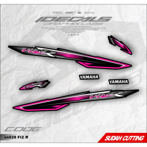 sticker striping motor Fiz r F1z r tema simpel bahan vinyilchromehologram bebas custom (vn028)