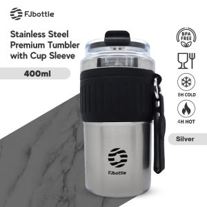 FJbottle -  Botol Minum  Stainless Steel Tumbler Kopi 400ml dengan Cup Sleeve Tumbler Terisolasi Stainless Steel 316 Tahan Panas dan Dingin BPA Free Coffee Mug Aesthetic With Cup Sleeve
