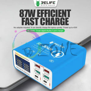 ADAPTOR SMART CHARGER RELIFE RL-304N FAST CHARGING 87W PD+QC3.0 6 PORT USB