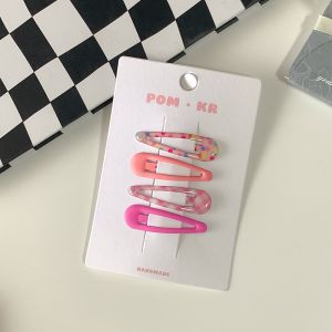 Korean version of the plaid print fresh bb clip denim floral water drop girls hair bangs clip hair accessories childrens hair clip