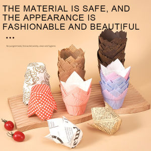 【on hand】50pcs Tulip Paper Heat resisting Muffin Chocolate Cupcake Liner Bakeware Baking Cups Molds