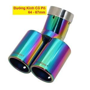 Phụ Kiện Trang Trí Đuôi Pô Xe Ôtô Cổ Cong Màu Xanh Titan/ Ombre/ Bạc Đầu Vào Có 2 Size Cổ Dê Vặn Đai Ốc Đầu Ra Ống Đôi