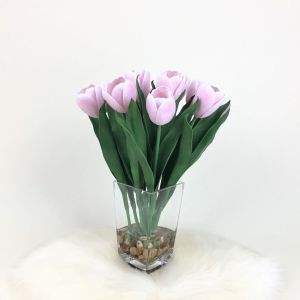 แจกันทิวลิปลอม ทิวลิปเกรดพรีเมี่ยม ดอกไม้ปลอมพร้อมแจกัน