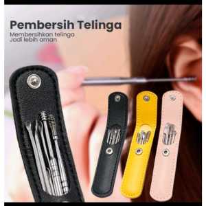 Korek kuping set isi 5 isi 8 isi 6 stainless ear pick set 6in1 paket pembersih telinga 5in1 6in1 8in1 MLH X14