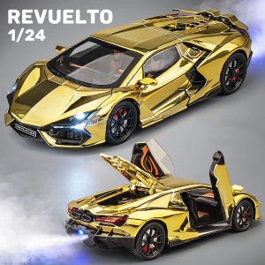 【RUM】1:24 Scale Revuelto Spray Alloy Car Model Light & Sound Effect Diecast Car Toys for Boys Birthday Gift Kids Toys Car Collection