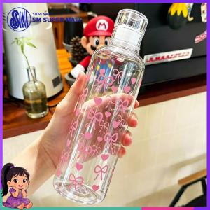 【SM Mall】500ml Cute Bow Design Plastic Tumbler with Straw Large Capacity Portable Water Bottle Heat Resistant Reusable Cup for Juice Milk Coffee Tea Drinking Cup for Women Girls Students Home Office School Travel BPA Free