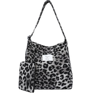 Túi tote họa tiết da báo retro phổ biến túi đeo vai phong cách Hàn Quốc dung tích lớn túi vải canvas đi làm có thể tùy chỉnh.