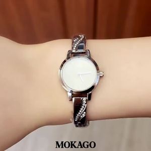 MOKAGO Womens Bracelet Watch Korean Minimalist Rhinestone Quartz Watch Light Luxury Elegant Ladies Wristwatch Casual Waterproof Daily Gift for Her