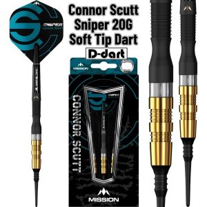 MISSION SOFT TIP DART - 20G CONNOR SCUTT SNIPER BLACK GOLD 95% Tungsten SOFT TIP DARTS (ARROW DART LEMBUT)