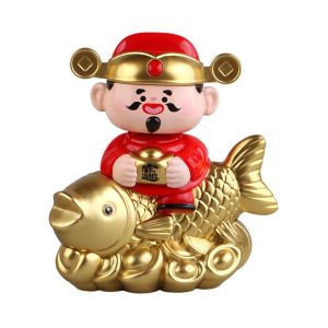 SKJK STUDIO Chạy bằng năng lượng trời Đồ trang trí Thần Tài gật đầu Gật đầu tự động Thiết kế Yuanbao Trang trí cá Koi thu hút sự giàu có Biểu tượng may mắn Quà tặng năm mới Đồ trang trí ô tô Quà tặng ô tô