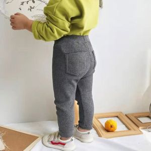 2-6 Years Children Girls Autumn Vertical Stripes Skinny Cotton Trousers Spring Straight Solid Long Pants