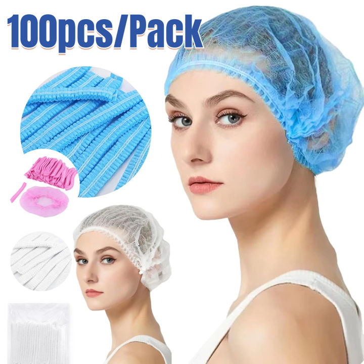 Dropship Blue Nylon Hair Nets 28". Pack Of 100 Disposable Hairnets Caps With Elastic Edge Mesh Stretchable Adult Hair Covers For General Use Cooking Food Service Unisex Heavyweight Breathable - View #3