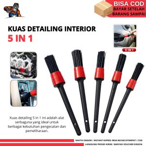 Kuas Detailing Set 5in1 Kuas Serbaguna Untuk Detailing & Pembersih interior mobil / Kuas Pembersih Motor Isi 5pcs Sikat Cuci Praktis