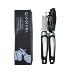 Can Opener 3 in 1 Multi Purpose Smooth Edge Bottle Jar Beer Stainless Steel Safety Manual Can Opener for Elderly with Arthritis Black Anti-Slip Hand Grip Stainless Steel Sharp Blade with Large Turn Knob Handheld Strong Heavy Duty Can Opener
