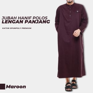 Jubah Hanif Polos Lengan Panjang Gamis Pria Dewasa Spunpoly Premium Ukuran S - 5XL Bonus Peci Rajut