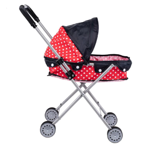 Foldable Lightweight Doll Toy Cart Pram for Kids Role Playing with Metal Frame and Fabric