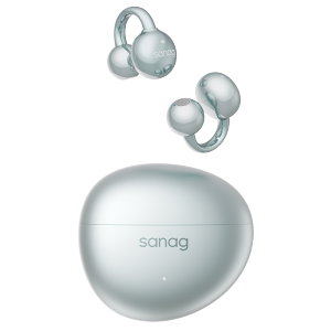 sanag S7S Clip-On Bluetooth Earphones - Secure Over-Ear Hook Design Oval Charging Case 40H Playtime Dual EQ Modes Floating Mag-Charging