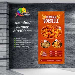 Cetak Spanduk Banner Oranye dan Merah Modern Sederhana  Makanan