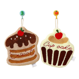 Cute and Soft Corals Fleece Hand Towels Adorable Cake Design Highly Absorbent Cleaning Rag for MultiPurpose Use