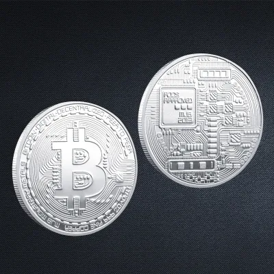 054 Đồng tiền may mắn Bitcoin Kim loại mạ vàng - Đồng tiền lưu niệm tiền xu may mắn