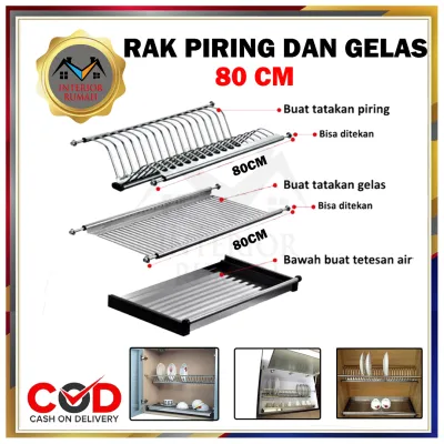 Rak Piring Gantung Tatakan Lemari Kitchen Set Stainless Steel 60 cm - 1 M / Anti Karat
