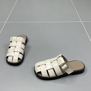 Net Red Baotou Slippers Womens New Temperament Retro Woven Hollow Flat Bottom Fashion and Versatile Sandals ...