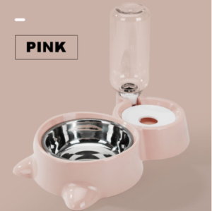 Pet Feeding Double Bowls Automatic Water Drinking Fountain And Stainless Steel Food Feeder