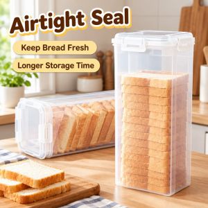 Tulip Home Furnishings Store Airtight Bread Storage Box Food Grade Plastic Clear Pull Out Design Kitchen Food Container