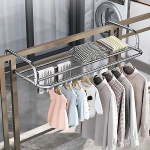 JUTBONG Scalable Clothes Drying Rack Adjustable Stainless Steel Clothes Organizer Racks Durable 50-158cm Balcony Hanging Rail Indoor/Outdoor