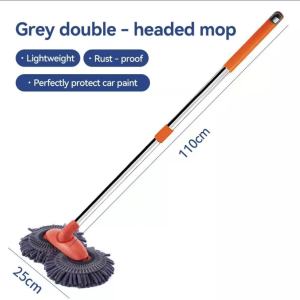 Car Clean Brush 360° Rotation Double-Head Car Washer Mop Microfiber Auto Roof Window Maintenance Telescopic Long Handle Mop Car care Foam Cleaning Brush multi-functional