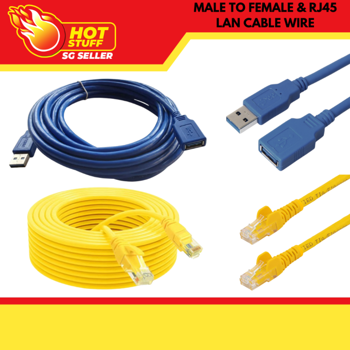 [SG] Ethernet Cable Network Cat5 RJ45 Network LAN Wire Male USB A to ...