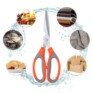 Kitchen 4in1 Stainless Steel Scissors Multifunction Cooking Bone Cut Barbecue Sharp Scissor Walnut Bottle Open Tools