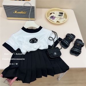 [KIDSFASHIONKOLEKSI]  Setelan Korean Vintage Look Black Rose Anak Perempuan