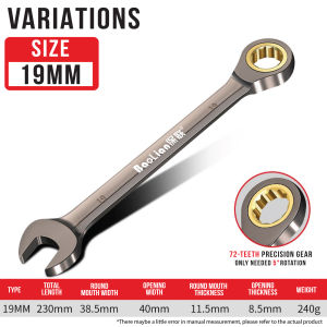 1PCS 18MM - 32MM Ratchet Spanner Gear Wrench Hand Tools Combination Spanar Heavy Duty Chrome Vanadium Spana Motor Kereta