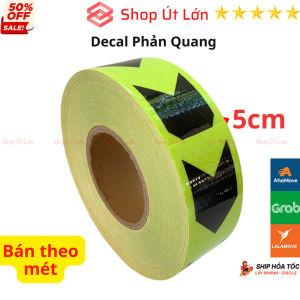 Decal phản quang mũi tên - Đen Xanh rộng 5cm băng keo phản quang bán theo mét - Shop Út Lớn