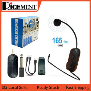 【🔥SG SELLER🔥】RICHMENTGADGET 4 In 1 UHF Handheld Wireless Microphones Headset Lavalier Microphone Lapel Microphones with Rechargable Transmitter & Receiver Head-Wear Mic 160ft(50M) RangeSuitable for Speech Teaching Stage Performers Speaker Amplifier