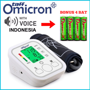 Cepat Akurasi Tensi Pengukur Tekanan Darah dengan Suara Inggris / Taffomicron Pengukur Monitor Blood Pressure Tekanan Darah Sphygmomanometer with Voice Bisa Di Cas Charger/Baterei AAA BW-UNGU 3205